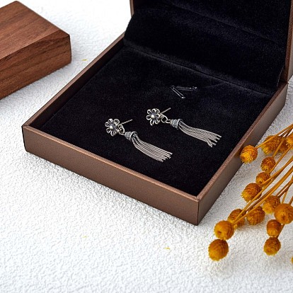925 серьги-гвоздики из стерлингового серебра с цветком и кисточкой для женщин