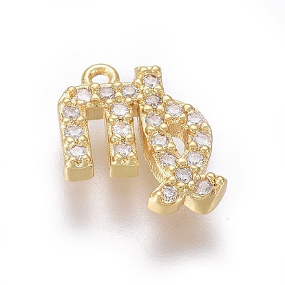 Golden Plated Brass Micro Pave Cubic Zirconia Charms, Twelve Constellations