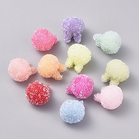 Perles de résine de lapin, avec strass cristal, style de nourriture de bonbons imitation, pas de trous / non percés, tête de lapin