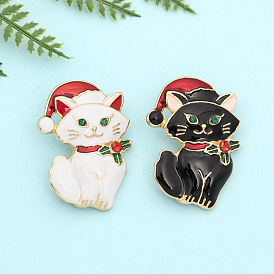 Cute Cat Cartoon Christmas Brooch - Fashionable and Personalized Animal Accessory.
