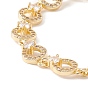 Clear Cubic Zirconia Open Ring Link Chains Bracelet, Brass Jewelry for Women, Cadmium Free & Lead Free