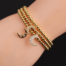 Bracelet à chaîne en or plaqué cuivre à la mode - accessoire de chaîne à main avec visage souriant