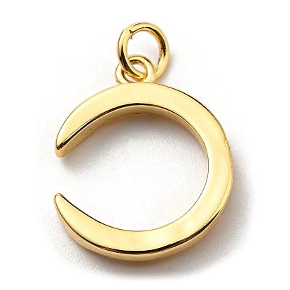 Brass Pendants, with Plastic Imitation Pearls and Jump Ring, Long-Lasting Plated, Lead Free & Cadmium Free, Double Horn/Crescent Moon Charm