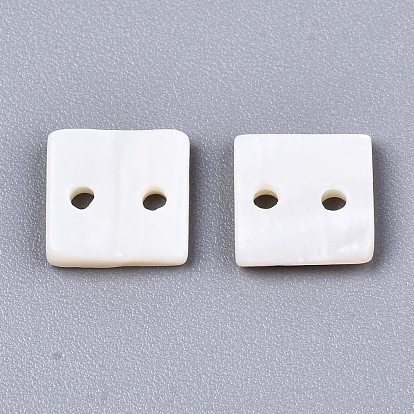 2-Hole Freshwater Shell Buttons, Square