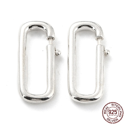 925 Sterling Silver Spring Ring Clasp, Rectangle