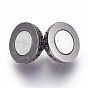 Fermoirs magnétiques en laiton micro pavé de zircone cubique avec passants, ronde, noir