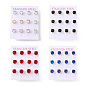 6 Pairs Cubic Zirconia Flat Round Stud Earrings, 304 Stainless Steel Jewelry for Women