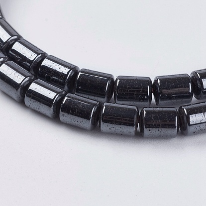 Non-Magnetic Synthetic Hematite Beads, Column, 4x5mm, Hole: 1mm, about 80pcs/strand, 16 inch