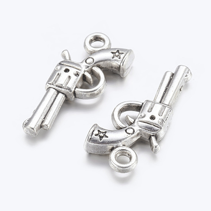 Gun Alloy Pendants, Revolver Pendant, Lead Free and Cadmium Free, about 22mm long, 11mm wide, 3mm thick,  hole: 2mm