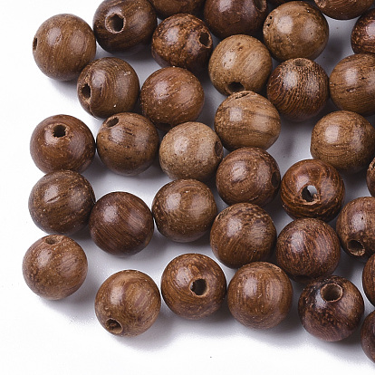 Natural Wood Beads, Waxed Wooden Beads, Undyed, Round