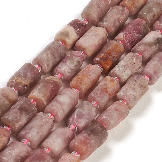 Perles de tourmaline fleurs de prunier naturel brins, avec des perles de rocaille, facette, colonne