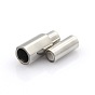 304 Stainless Steel Smooth Surface Magnetic Clasps with Glue-in Ends, Hexagonal Prisms
