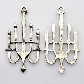 Tibetan Style Alloy Candelabra Large Pendants, Cadmium Free & Lead Free, 53x28x2mm, Hole: 2.5mm