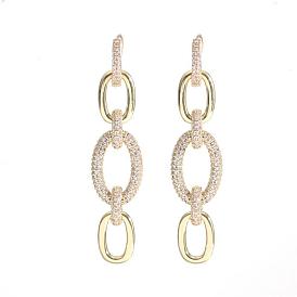 Fashionable Long Zircon Inlaid Chain Pearl Earrings - Elegant and Luxurious