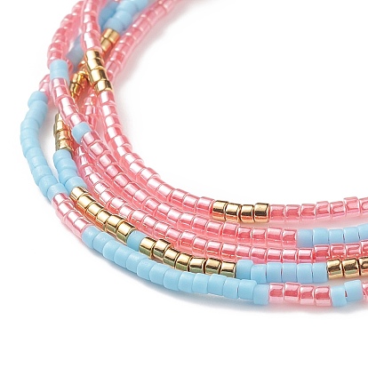 Adjustable Glass Bead Braided Bead Bracelets, Multi-strand Bracelets for Women
