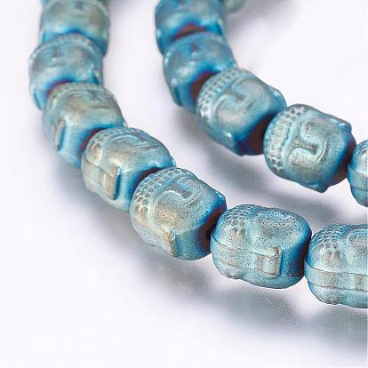 Electroplate Non-magnetic Synthetic Hematite Bead Strands, Buddha, Frosted