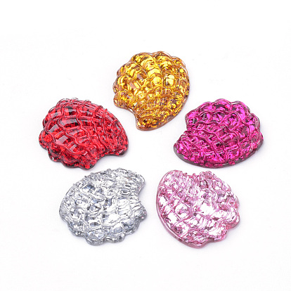 Resin Cabochons, with Glitter Powder, Shell Shape
