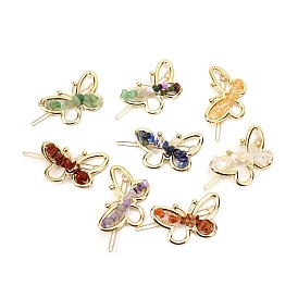 Natural Gemstone & Alloy Alligator Hair Clips, Hair Accessories for Women and Girls, Butterfly