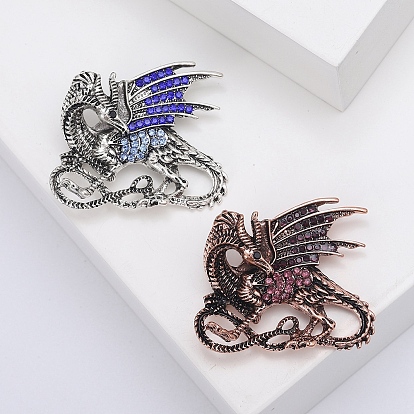 Dragon Rhinestone Pins, Alloy Brooches for Unisex Gift