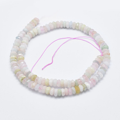 Chapelets de perles morganite naturelles  , facette, rondelle