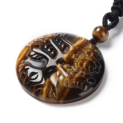 Ожерелье с подвеской из смешанного камня из натуральных и синтетических камней «Древо жизни» с нейлоновой веревкой