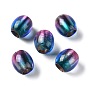 Perles acryliques peintes, avec de la poudre de paillettes, ovale