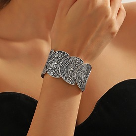Bracelets extensibles demi-ronds en alliage de style bohémien pour femmes, bracelet large