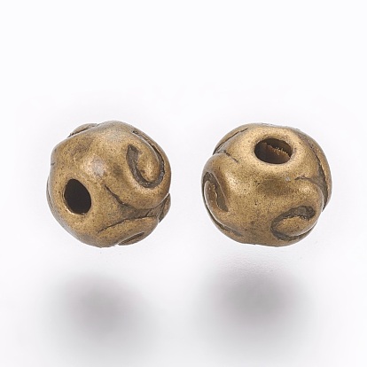 Abalorios de aleación de estilo tibetano, sin plomo y el cadmio, rondo, 5.5x4.5 mm, agujero: 1 mm