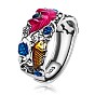 925 anillo ajustable de plata de ley con pez koi y flor de loto para mujer