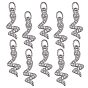10Pcs Brass Micro Pave Clear Cubic Zirconia Pendants, Long-Lasting Plated, with Jump Ring, Snake
