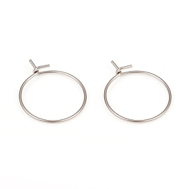 316L Surgical Stainless Steel Hoop Earring Findings, Wine Glass Charms Findings