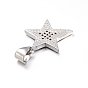 Brass Micro Pave Clear Cubic Zirconia Pendants, Star