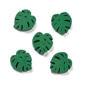 Spray Painted Natural Wood Beads, Leaf