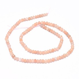 Natural Sunstone Beads Strands, Faceted, Rondelle