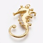 Brass Micro Pave Cubic Zirconia Pendants, Long-Lasting Plated, Sea Horse, Lead Free & Nickel Free & Cadmium Free, Clear