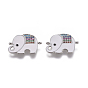Brass Micro Pave Cubic Zirconia Links, with Enamel, Elephant, Colorful