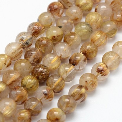Perles de quartz rutiles naturelles de grade aa, ronde