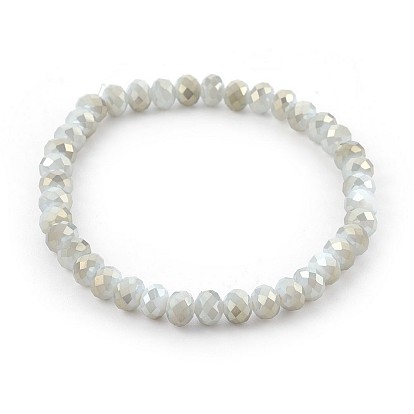 Perles de verre galvanoplastie étendent bracelets, facette, ronde