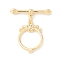 Brass Toggle Clasps, Ring with Flower