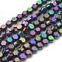 Electroplate Glass Beads Strands, Full Plated, Faceted, Hexagon