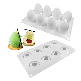 Moules en silicone fondant de qualité alimentaire sur le thème de Pâques, pour la décoration de gâteau de bricolage, chocolat, blanc, motif d'oeufs