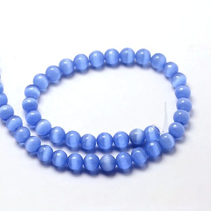 Cat Eye Beads Strands, Round, 8mm, Hole: 1.2mm, about 50pcs/strand, 15.5 inch