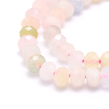 Natural Morganite Beads Strands, Faceted, Rondelle