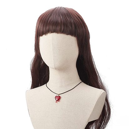 Collier pendentif coeur fondant en résine avec cordon ciré pour femme