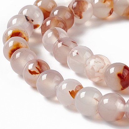 Natural Agate Beads Strands, Grade AB, Round