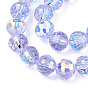 Transparent Electroplate Glass Beads Strands, Faceted, Half AB Color Plated, Round