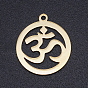 Thème de chakra, 201 pendentifs en acier inoxydable découpés au laser, anneau avec aum / ohm
