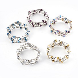 Electroplate Glass Wrap Bracelets, 5-Loop, with Metal Findings