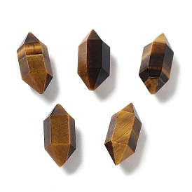 Natural Tiger Eye Double Terminated Pointed Beads, No Hole, Faceted, Bullet