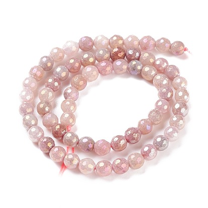 Perles de quartz fraise électrolytiques naturelles rondes, facette